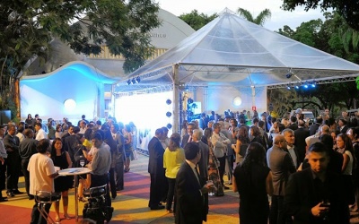 Montagem de eventos no inverno.